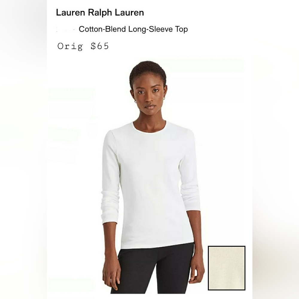 Lauren Ralph Lauren Women's  Cotton Long Sleeve Shirt in Cream Color